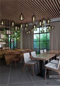 Thiết kế quán cafe với nội thất gỗ khách sạn hiện đại